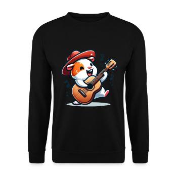 Coole Sonnenbrille Meerschweinchen spielt Gitarre - Unisex Pullover - Schwarz - Vorne - Alina (178cm) & Michal (187cm)