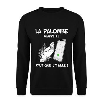 Chasse petits gibiers. La palombe m'appelle - Sweat-shirt Unisexe - noir - Devant - Alina (178cm) & Michal (187cm)