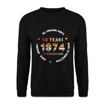 Awesome Since January 1974 Vintage 50 ans Birthday - Sweat-shirt Unisexe - noir - Devant - Alina (178cm) & Michal (187cm)