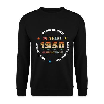 Awesome Since January 1950 Vintage 74 Year Old Birthday - Unisex Sweatshirt - black - Front - Alina (178cm) & Michal (187cm)