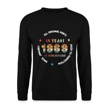 Awesome Since January 1969 Vintage 55 ans Birthday - Sweat-shirt Unisexe - noir - Devant - Alina (178cm) & Michal (187cm)