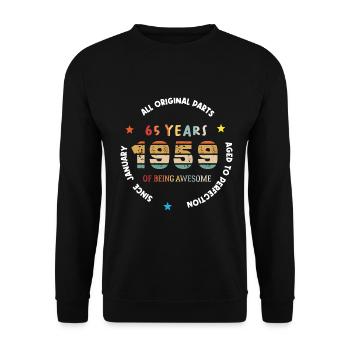 Awesome Since January 1959 Vintage 65 ans Birthday - Sweat-shirt Unisexe - noir - Devant - Alina (178cm) & Michal (187cm)
