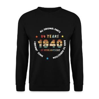 Awesome seit Januar 1940 Jahrgang 84 Jahre Geburtstag - Unisex Pullover - Schwarz - Vorne - Alina (178cm) & Michal (187cm)