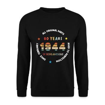 80 Years Old Made In 1944 Vintage February 1944 - Sweat-shirt Unisexe - noir - Devant - Alina (178cm) & Michal (187cm)