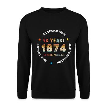50 Years Old Made In 1974 Vintage February 1974 - Sweat-shirt Unisexe - noir - Devant - Alina (178cm) & Michal (187cm)
