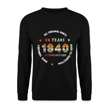 84 Jahre alt Baujahr 1940 Jahrgang Februar 1940 - Unisex Pullover - Schwarz - Vorne - Alina (178cm) & Michal (187cm)