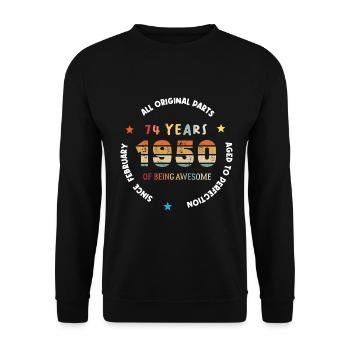 74 Years Old Made In 1950 Vintage February 1950 - Unisex Sweatshirt - black - Front - Alina (178cm) & Michal (187cm)