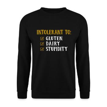 Intolérant au gluten, produits laitiers, stupidité - allergie - Sweat-shirt Unisexe - noir - Devant - Alina (178cm) & Michal (187cm)