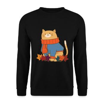 Drôle de chat d’automne pour les amoureux des chats - Sweat-shirt Unisexe - noir - Devant - Alina (178cm) & Michal (187cm)