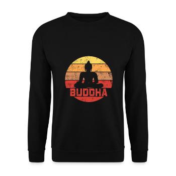 Buddha meditation vintage Buddhism gift - Unisex Sweatshirt - black - Front - Alina (178cm) & Michal (187cm)