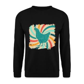 Huhn Hühner Bauernhof Tier Geschenk retro Bauer - Unisex Pullover - Schwarz - Vorne - Alina (178cm) & Michal (187cm)