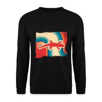 Gecko Reptilien retro - Unisex Pullover - Schwarz - Vorne - Alina (178cm) & Michal (187cm)