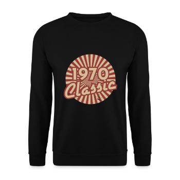 1970 50 Geburtstag Geschenk Jahrgang geboren Jahr - Unisex Pullover - Schwarz - Vorne - Alina (178cm) & Michal (187cm)