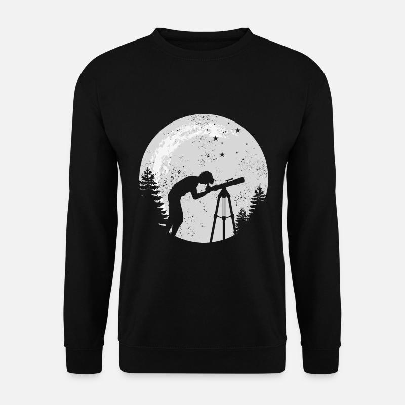 Astronomie Teleskop Astronom Geschenk Sterne Mond - Unisex Pullover - Schwarz