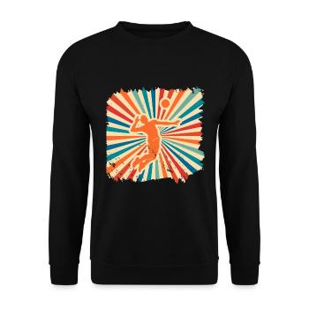Volleyball Volleyballer Beachvolleyball Geschenk - Unisex Pullover - Schwarz - Vorne - Alina (178cm) & Michal (187cm)