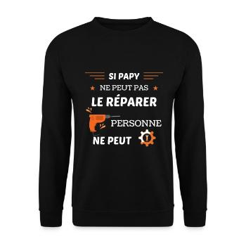 Si papy ne peut pas le réparer personne ne peut ! - Sweat-shirt Unisexe - noir - Devant - Alina (178cm) & Michal (187cm)