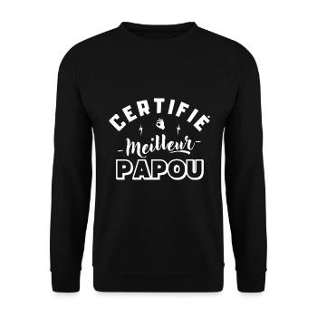Cadeau papa - Certifié meilleur papou - Sweat-shirt Unisexe - noir - Devant - Alina (178cm) & Michal (187cm)