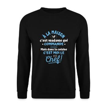 Dans la cuisine c'est moi le chef. Cuisinier homme - Sweat-shirt Unisexe - noir - Devant - Alina (178cm) & Michal (187cm)