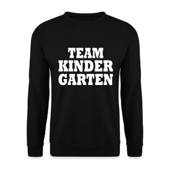 Team kindergarten - Unisex Pullover - Schwarz - Vorne - Alina (178cm) & Michal (187cm)