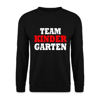 Team kindergarten - Unisex Pullover - Schwarz - Vorne - Alina (178cm) & Michal (187cm)