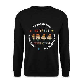 80 Years Old Made In 1944 Vintage March 1944 - Sweat-shirt Unisexe - noir - Devant - Alina (178cm) & Michal (187cm)