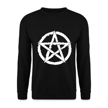 Pentagram for Atheists and Satanists or Goths - Unisex Sweatshirt - black - Front - Alina (178cm) & Michal (187cm)