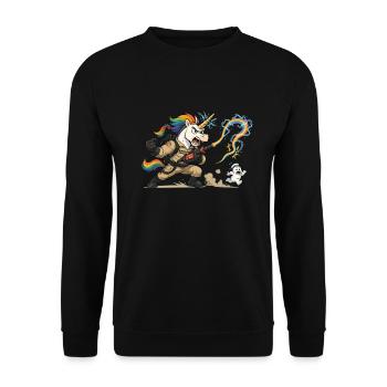 Geisterjäger Einhorn - Unisex Pullover - Schwarz - Vorne - Alina (178cm) & Michal (187cm)