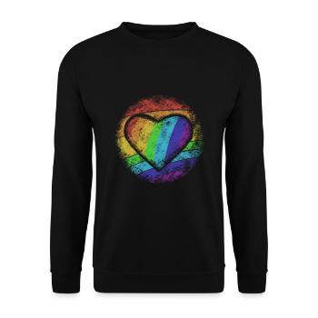 Rainbow Heart - Unisex Pullover - Schwarz - Vorne - Alina (178cm) & Michal (187cm)