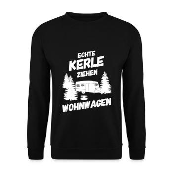 ECHTE KERLE ZIEHEN WOHNWAGEN - Unisex Pullover - Schwarz - Vorne - Alina (178cm) & Michal (187cm)