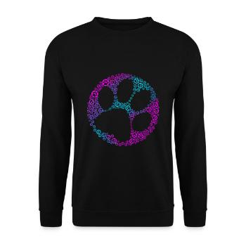 Pfotenabdruck Mit vielen Pfotenabdrücken - Unisex Pullover - Schwarz - Vorne - Alina (178cm) & Michal (187cm)