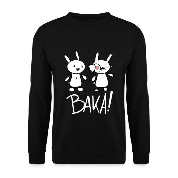 Lustiges Japan Baka Rabbit Ohrfeigen Anime und Man - Unisex Pullover - Schwarz - Vorne - Alina (178cm) & Michal (187cm)