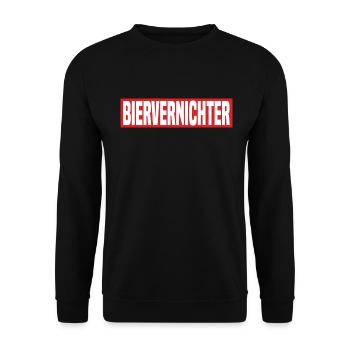 Biervernichter Lustiger Kreisliga Bier Spruch - Unisex Pullover - Schwarz - Vorne - Alina (178cm) & Michal (187cm)