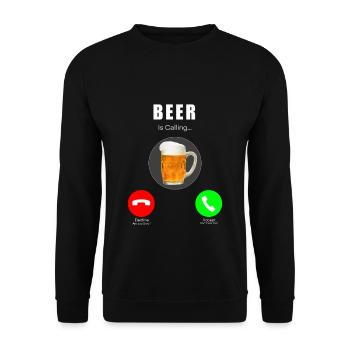 Bier ruft / Beer Is Calling - Unisex Sweatshirt - black - Front - Alina (178cm) & Michal (187cm)