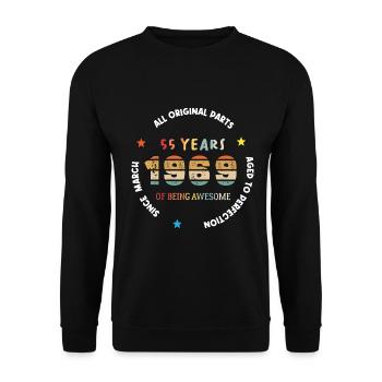 55 Years Old Made In 1969 Vintage March 1969 - Sweat-shirt Unisexe - noir - Devant - Alina (178cm) & Michal (187cm)