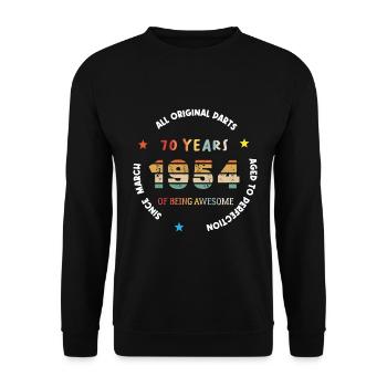 70 Years Old Made In 1954 Vintage March 1954 - Sweat-shirt Unisexe - noir - Devant - Alina (178cm) & Michal (187cm)