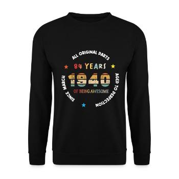 84 Years Old Made In 1940 Vintage March 1940 - Sweat-shirt Unisexe - noir - Devant - Alina (178cm) & Michal (187cm)