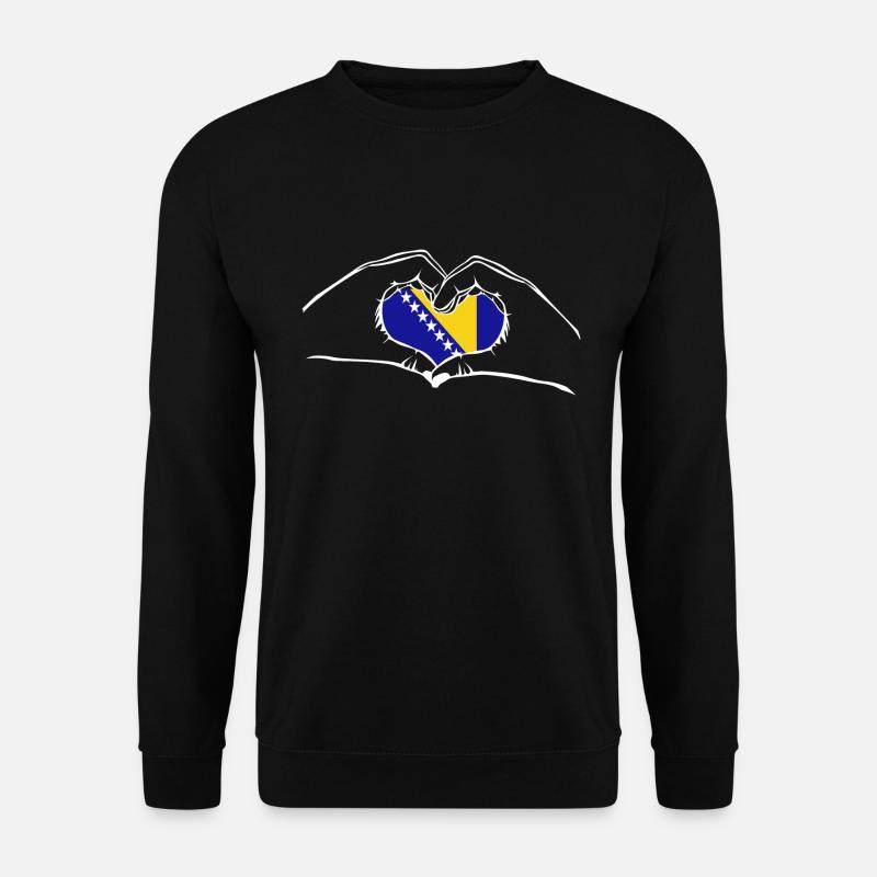Ich liebe Bosnien und Herzegowina - Herz Hände - Unisex Pullover - Schwarz