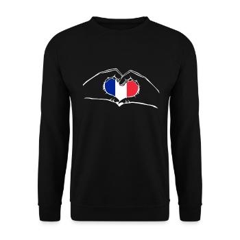 I love France - heart hands - Unisex Sweatshirt - black - Front - Alina (178cm) & Michal (187cm)