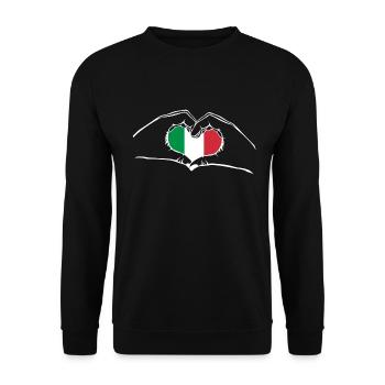 Ich liebe Italien - Herz Hände - Unisex Pullover - Schwarz - Vorne - Alina (178cm) & Michal (187cm)