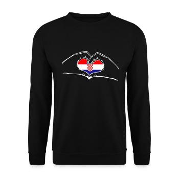 J’aime Croatie - coeur mains - Sweat-shirt Unisexe - noir - Devant - Alina (178cm) & Michal (187cm)