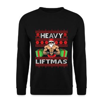 Heavy Liftmas Fitness Santa Claus Bodybuilding - Unisex Pullover - Schwarz - Vorne - Alina (178cm) & Michal (187cm)