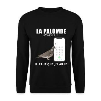 La palombe m'appelle pour mon chasseur préféré - Sweat-shirt Unisexe - noir - Devant - Alina (178cm) & Michal (187cm)