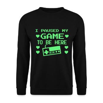 Funny Gamer Saying Gaming I paused my Game - Unisex Sweatshirt - black - Front - Alina (178cm) & Michal (187cm)