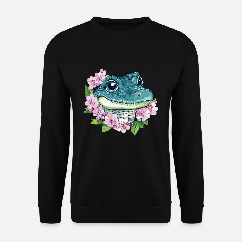 Kirschblüten Krokodil - Unisex Pullover - Schwarz