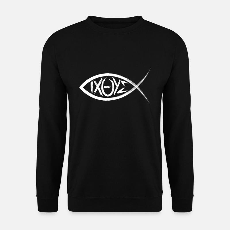 Ichthys Christenfisch Christentum Fisch Sym - Unisex Pullover - Schwarz