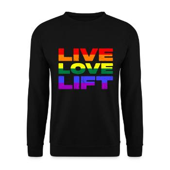 Live Love Lift - LGBTQ Fitness Slogan - Unisex Sweatshirt - black - Front - Alina (178cm) & Michal (187cm)