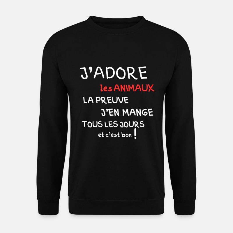 Ich liebe Tiere, der Beweis ist, dass ich sie esse - Unisex Pullover - Schwarz