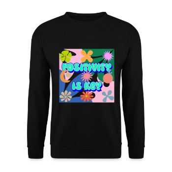 Positivity is key - Unisex Sweatshirt - black - Front - Alina (178cm) & Michal (187cm)