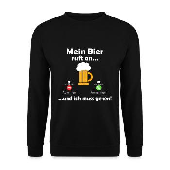 Mein Bier ruft an - Unisex Pullover - Schwarz - Vorne - Alina (178cm) & Michal (187cm)