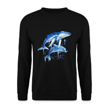Blue Whale Dolphin Diver Whales Bottlenose Dolphin Dolphin - Unisex Sweatshirt - black - Front - Alina (178cm) & Michal (187cm)